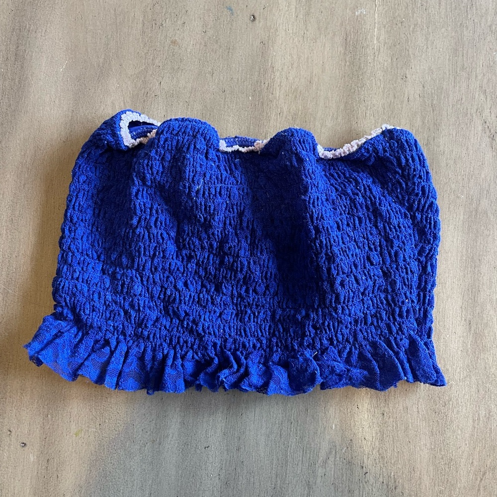 Blue Ruffled Tube Top